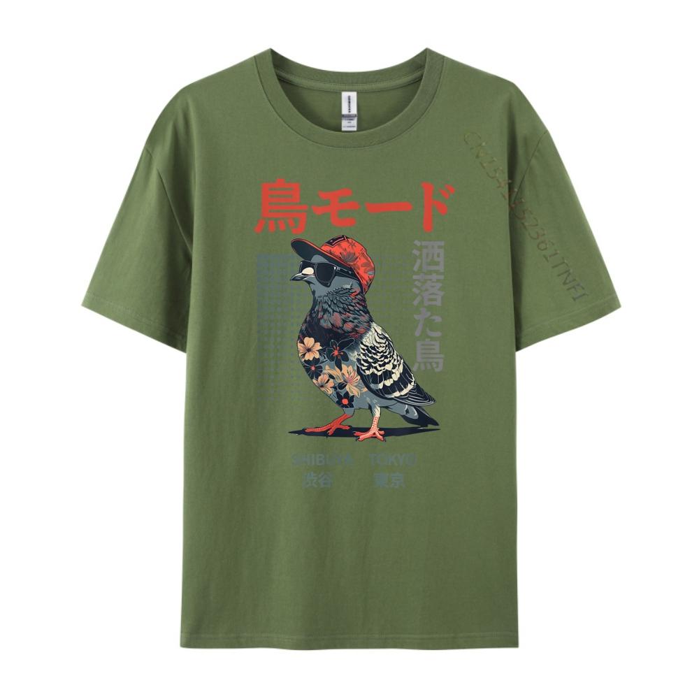 Japanese Cool Bird Pun Funny Streetwear Harajuku Fashion Funny Shirt Mens Clothing Geek