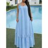 QICED Fashion Summer Spring Solid Color Print Sleeveless U-Neck   Casual Dresses