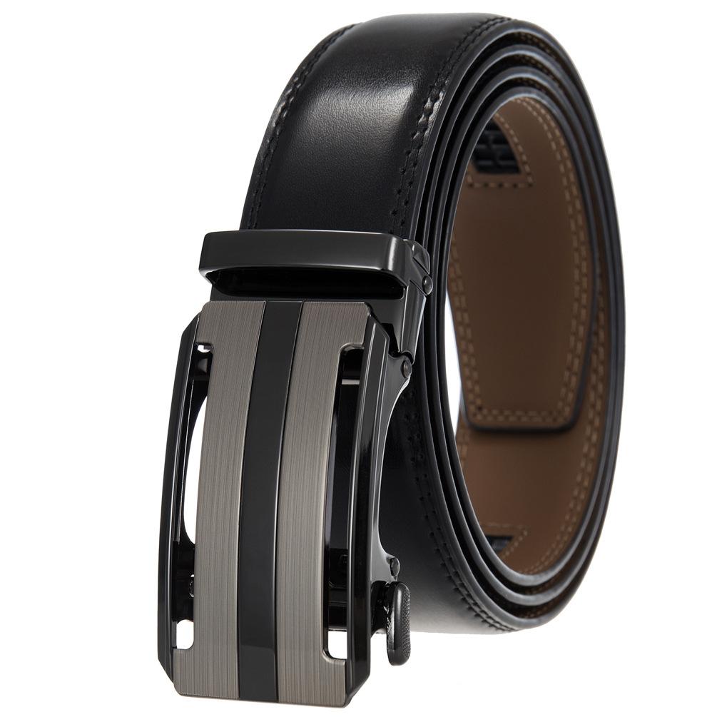 1Pcs Fashion Automatic Buckle Belt, Men'S Belt, Two-Layer Cowhide, Belt Belt Ly36-35409-1