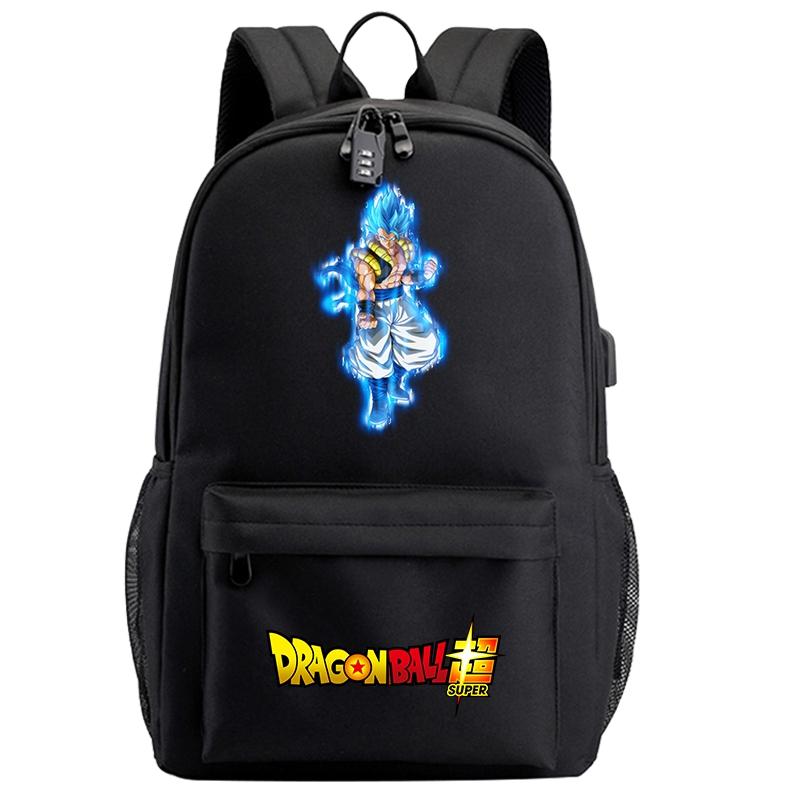 Anime Dragon Ball Black Usb Backpack for Teenager Girl Boy Back To Schoolbag Laptop Bag Daily Book Bag Men Women with Lightweight Bagpack Mochila