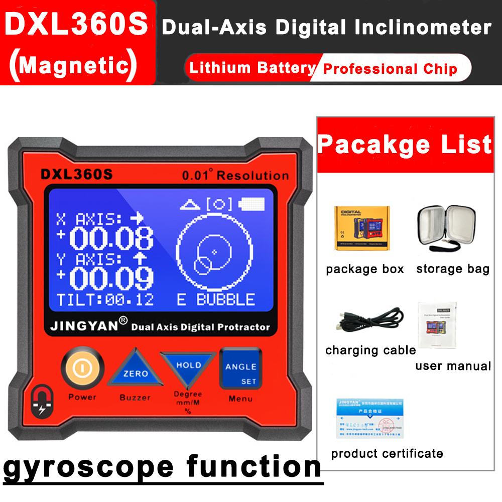 DXL360/DXL360S Dual Axis Digital Angle Protractor with 5 Side Magnetic Base High-precision Dual-axis Digital Display Level Gauge