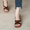 Open-toed Sandals Women's Summer 2025 New French Retro Thick Heel Non-slip Hollow Soft High Heels Women's Sandals