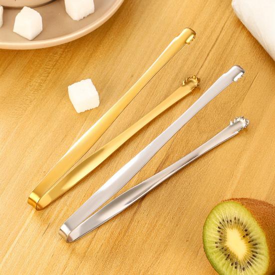 huaqianguhh Stainless Steel Ice Clamp, with Anti-Slip Serrated, Multi Purpose Serving Utensil, for Cubes Sugar Coffee Bar Use