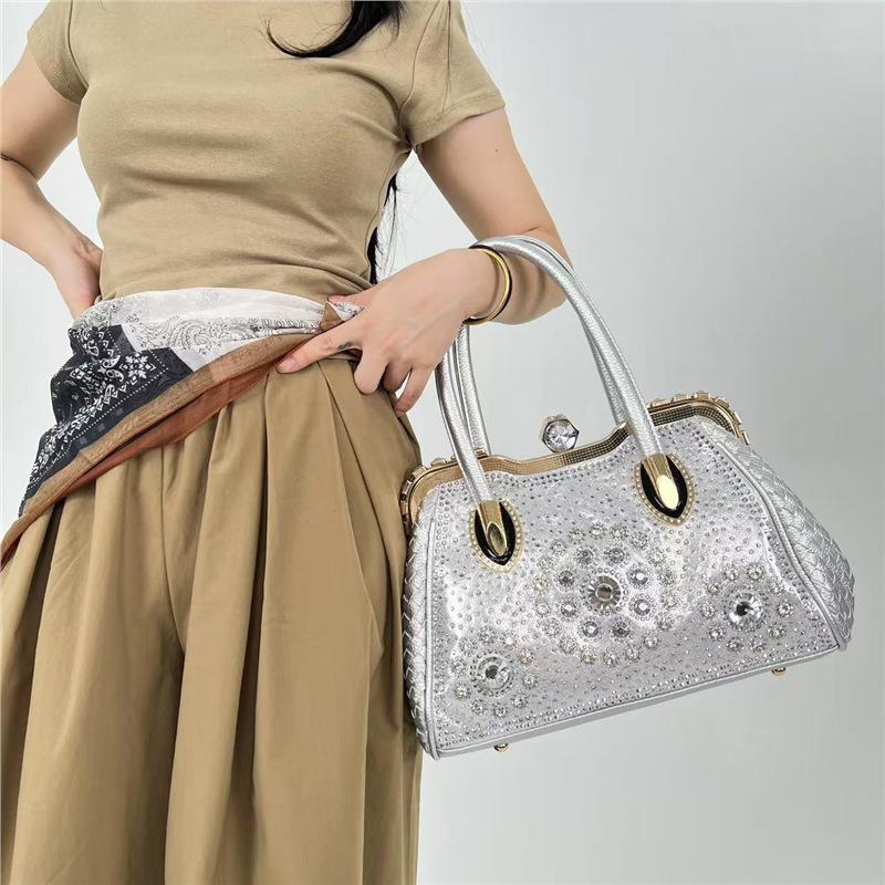 

Женская модная бриллиантовая ювелирная сумочка для ужина большой вместимости и элегантности standard серебряный
