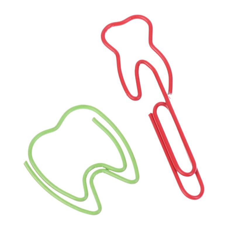 20Pcs Tooth Shape Metal Paper Clips Cute Colorful Paperclip Bookmark Note Memo Ticket Clip Dentist Gift Clinic Office Stationery
