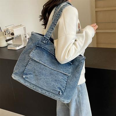 Denim Bag Large Capacity Shoulder Bag Commuter Tote Bag Women's Underarm Bag