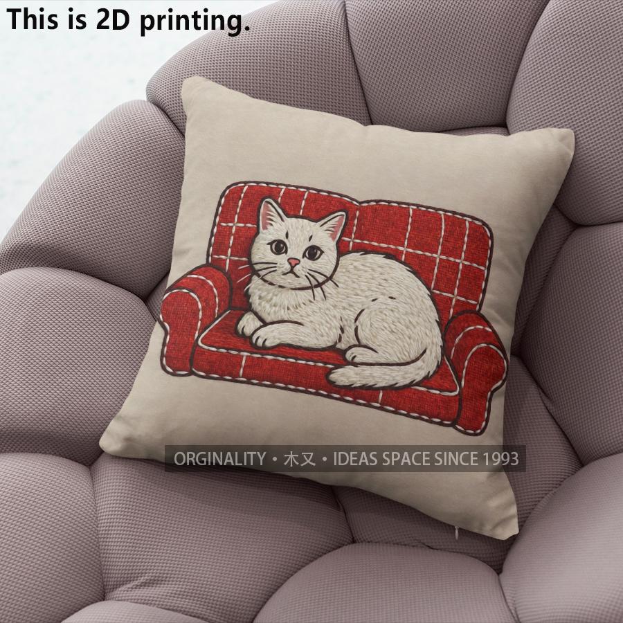 Cute Cat Printed Square Throw Pillow Cases Pattern Cushion Cover Suitable For Sofa Bedroom Car Pillow Cover