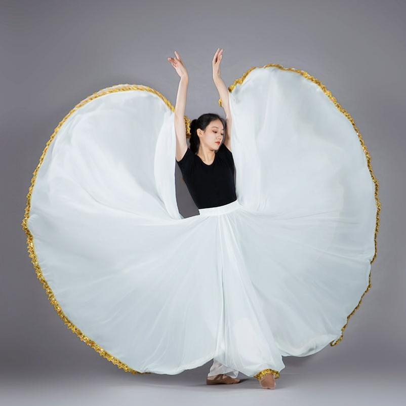 720-degree Large Swing Skirt, Double-layer Phnom Penh Chiffon Skirt, Xinjiang Dance Costume, A-line Skirt, Folk Dance Skirt