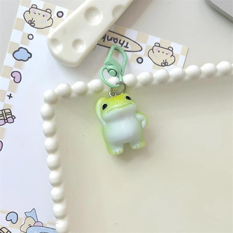

[HF]#1/6Pcs Animal Keychain Funny Green Frogs Resin Charms Pendant DIY Phone Chains Accessory For Jewelry Making Bag Decoration