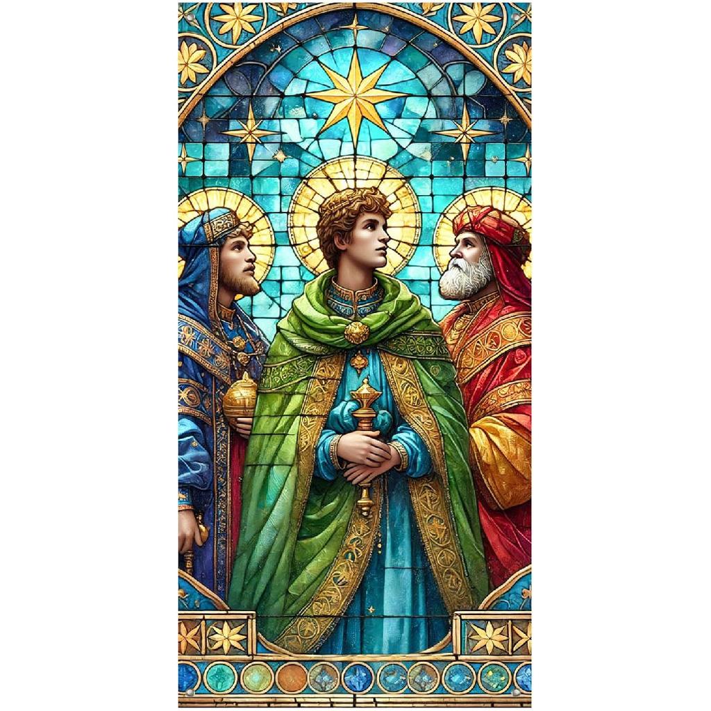 Feliz Dia De Reyes Door Cover 35x71 Inch Three Kings Day Porch Banner Epiphany Decorations Wise Men Celebration Backdrop for Home Office For Girls or