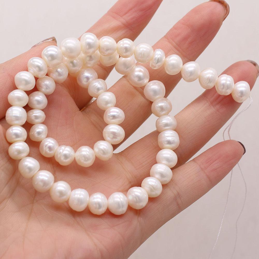 

1String, Natural Freshwater Pearls, Rondelle Pearl Beads, 8–9 mm, for DIY Necklace Bracelet, Jewelry Making, Birthday Party Crafts, 36cm 1String/8-9mm-36cm белый