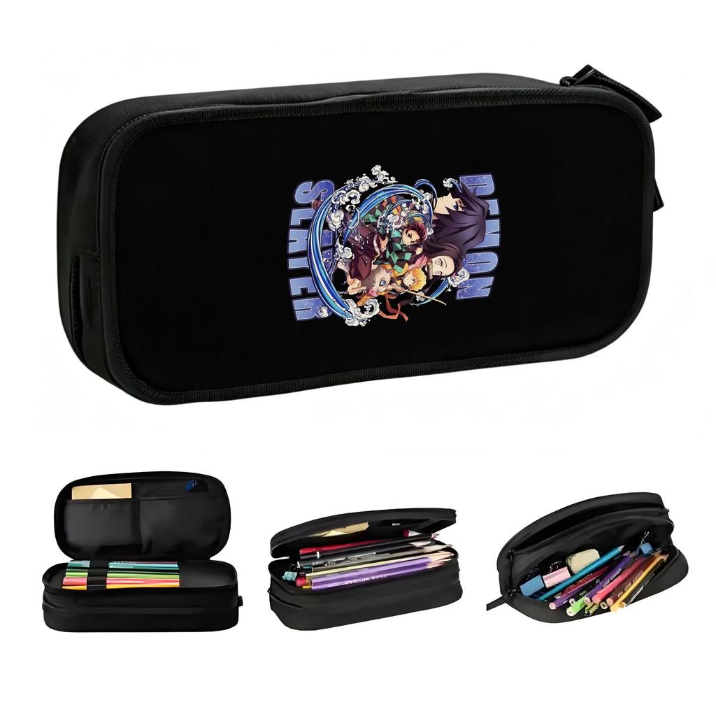 Kawaii Demon Slayer Tanjiro Kamado Pencil Cases for Girls Boys Large Storage Nezuko Pencil Box School Accessories