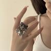 Hip Hop Mehrschichtiger Ring Schwarze Kette Kreuz Fransen Anhänger Ring Unisex Herren Damen Modetrend Punk Schmuck Zubehör