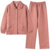 Autumn and Winter Thickened Pure Cotton Pajamas Female Middle-aged Mother Cotton Long-sleeved Loungewear Warm Thin Padded Sandwich Set