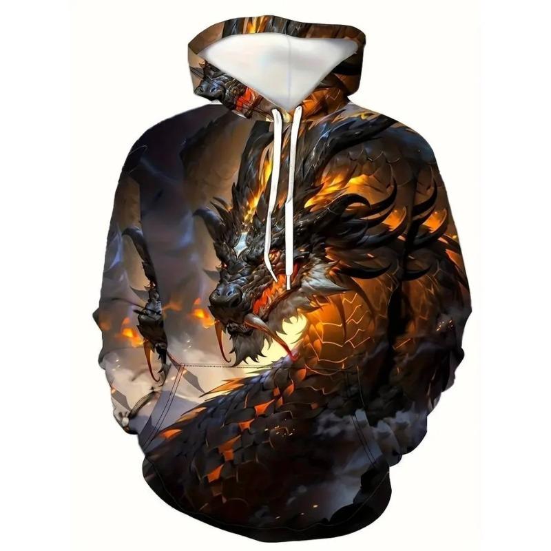 Erkek Sonbahar ve Kış 3D Baskılı Kapüşonlu Moda Çok Yönlü Trend Nefes Alabilir Günlük Kapüşonlular & Sweatshirtler (Erkeklerin)