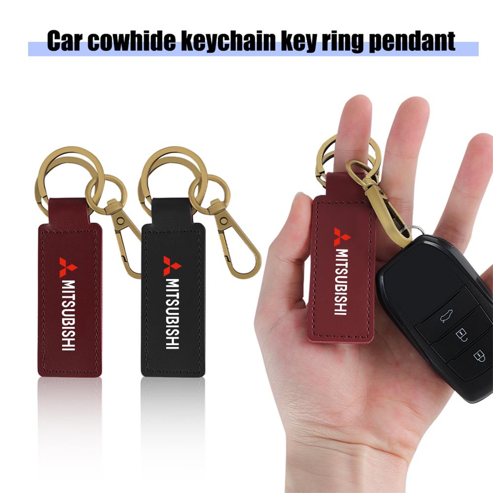 cwvc7 1pcs Metal Leather Keychain Ring Zinc Alloy Chain Key For Mitsubishi Lancer 10 Xpander Pajero 4 Montero V73 Triton Evolution Evo