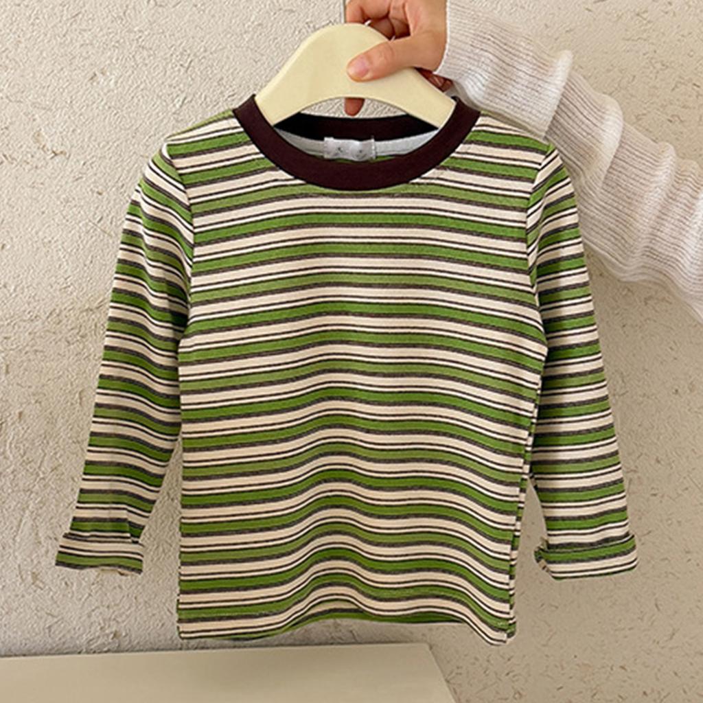 Boys Long Sleeve Striped Cotton T-Shirt Neck Pullover Top for Toddler Kids Spring and Fall