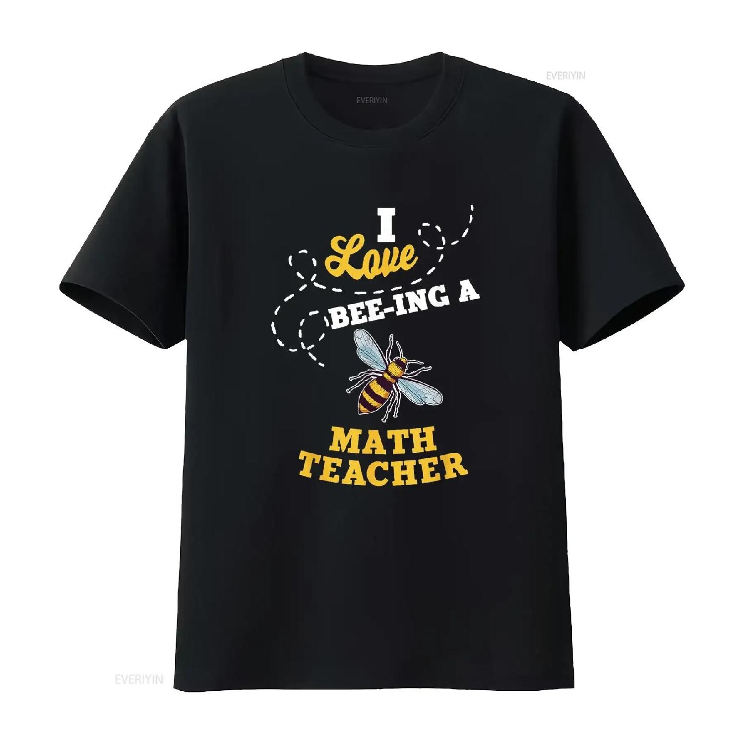 

I Love Bee Ing A Math Teacher Honey Job Profession T Shirt vintage Washed homme Versatile fashion Soft Stretched S чёрный