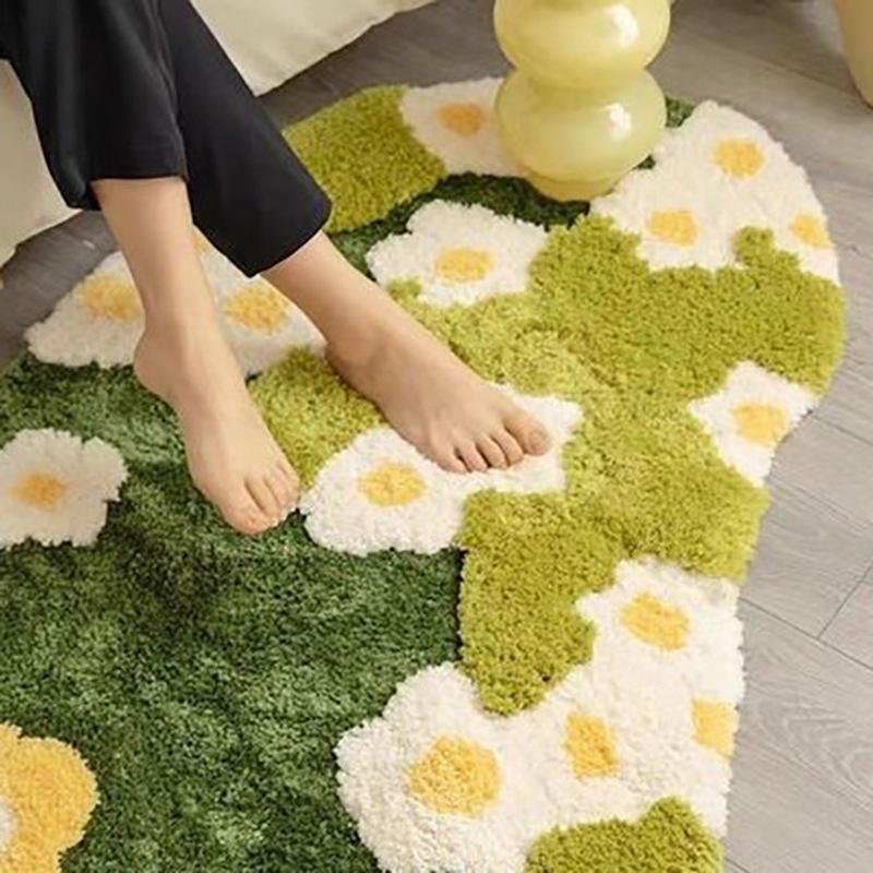 Moss Carpet Stain-Resistant Foldable Bedside Rug - Easy To Clean Flocking Design