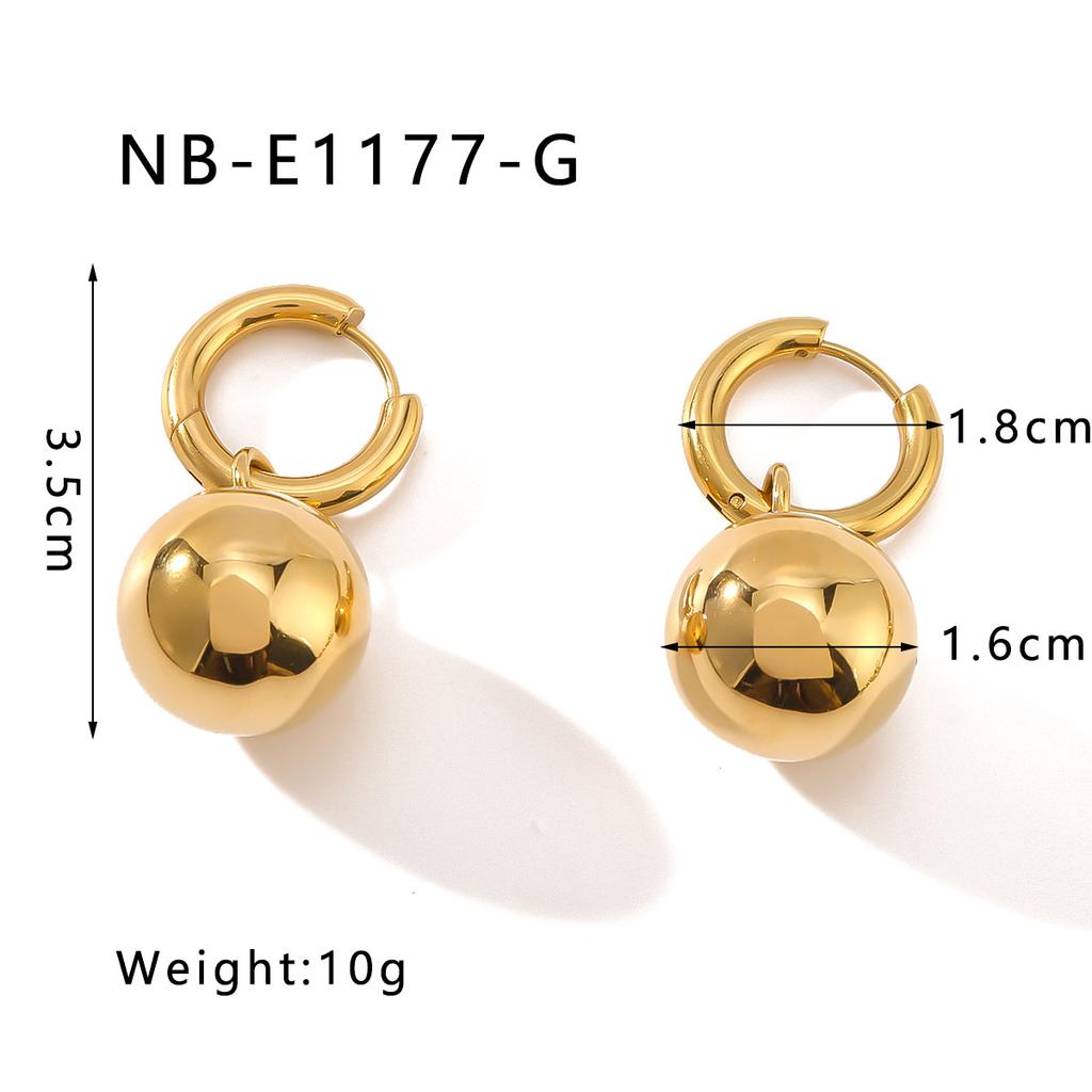Round Drop Hoop Earrings For Women Gold Color Stainless Steel Drop Stud