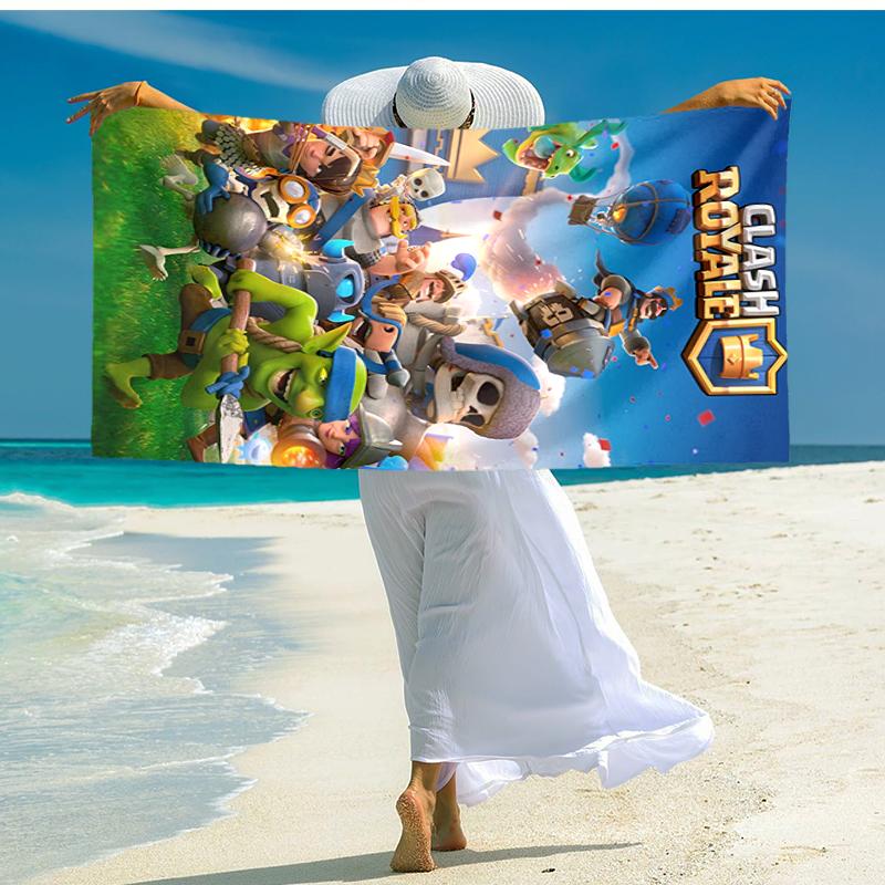 Ultra-Soft Beach Towel with Clash Royale Theme,Ideal for Pool - Camping, Diving - Perfect Travel Essential, Vibrant Beach Towel.