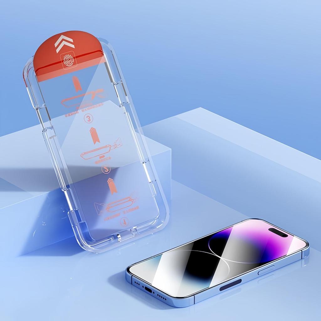 """14""" Gehärtete Folie für iPhone 15 Pro Max - Vollbild, Anti-Peep, Anti-Blaulicht, Zweite Anwendung."""