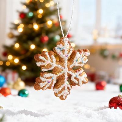 Christmas Ornaments 3D Foam Gingerbread/Star/Candy Cane Christmas Decoration Sticky Powder Hanging Decor for Xmas Tree