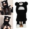 Children Face Cover Brimless Hat Neck Warmer With Cartoon Bear Design Pullover Earflap Hat For Toddler Skiing Hiking