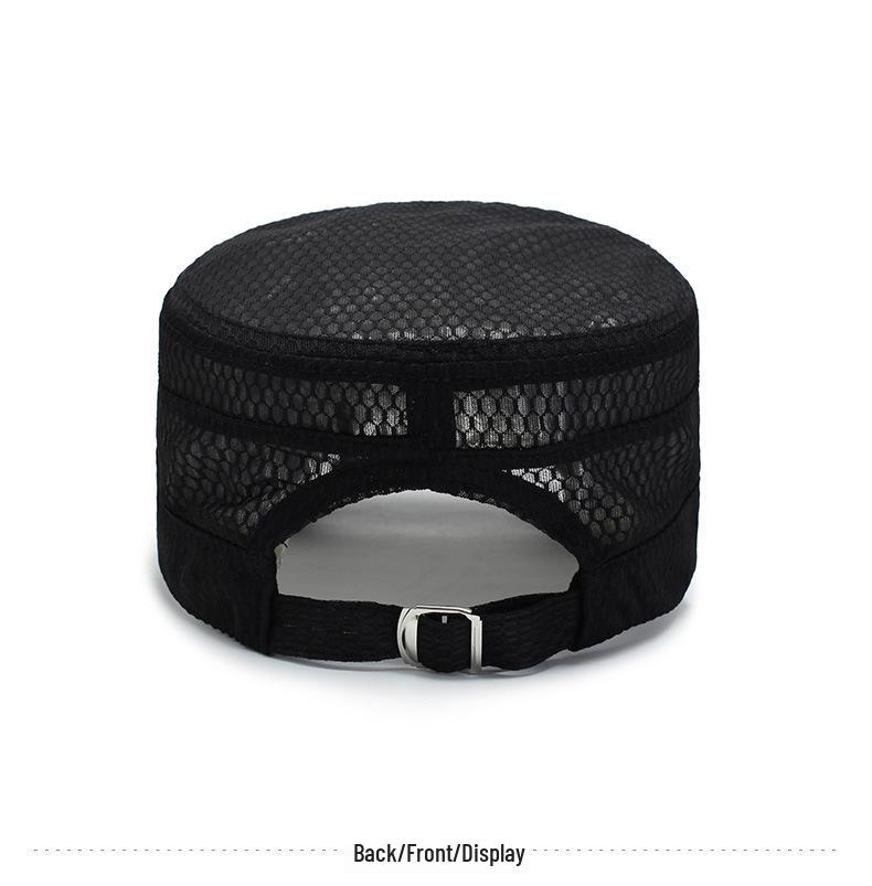 Breathable Mesh Sunscreen Flat Top Hat for Middle-Aged and Elderly Men - Casual Outdoor Cap.