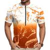 Men's Crew Neck Cycling Jersey Short Sleeve Breathable Quick Dry Zipper Front Sportswear Top for Outdoor Activities
