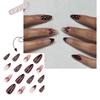 Almond Press On Nail Fake Nail Glossy Acrylic Artificial Nail Stick On Nail for Womens 24Pcs 12Sizes Glues On Nail