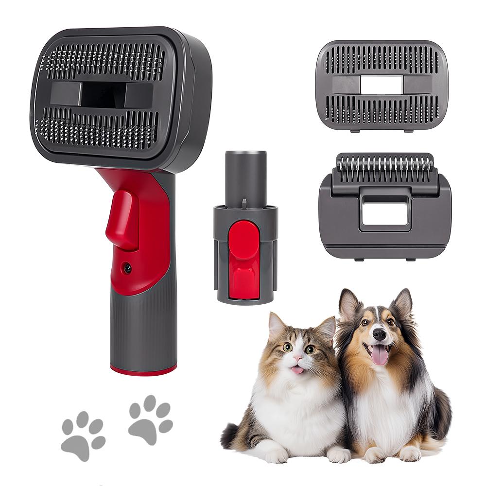 2-In-1 Pet Grooming Vacuum Brush Kit, Dog Cat Shedding Hair Removal Tool Compatible for Dyson V6 V7 V8 V10 V11 V15 Cordless Vacuum Cleaner