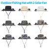 Solar Fan Outdoor Fishing Hat with 2 Solar Fan Wide Brim Bucket Hat for Men Outdoor Camping Fishing Hiking