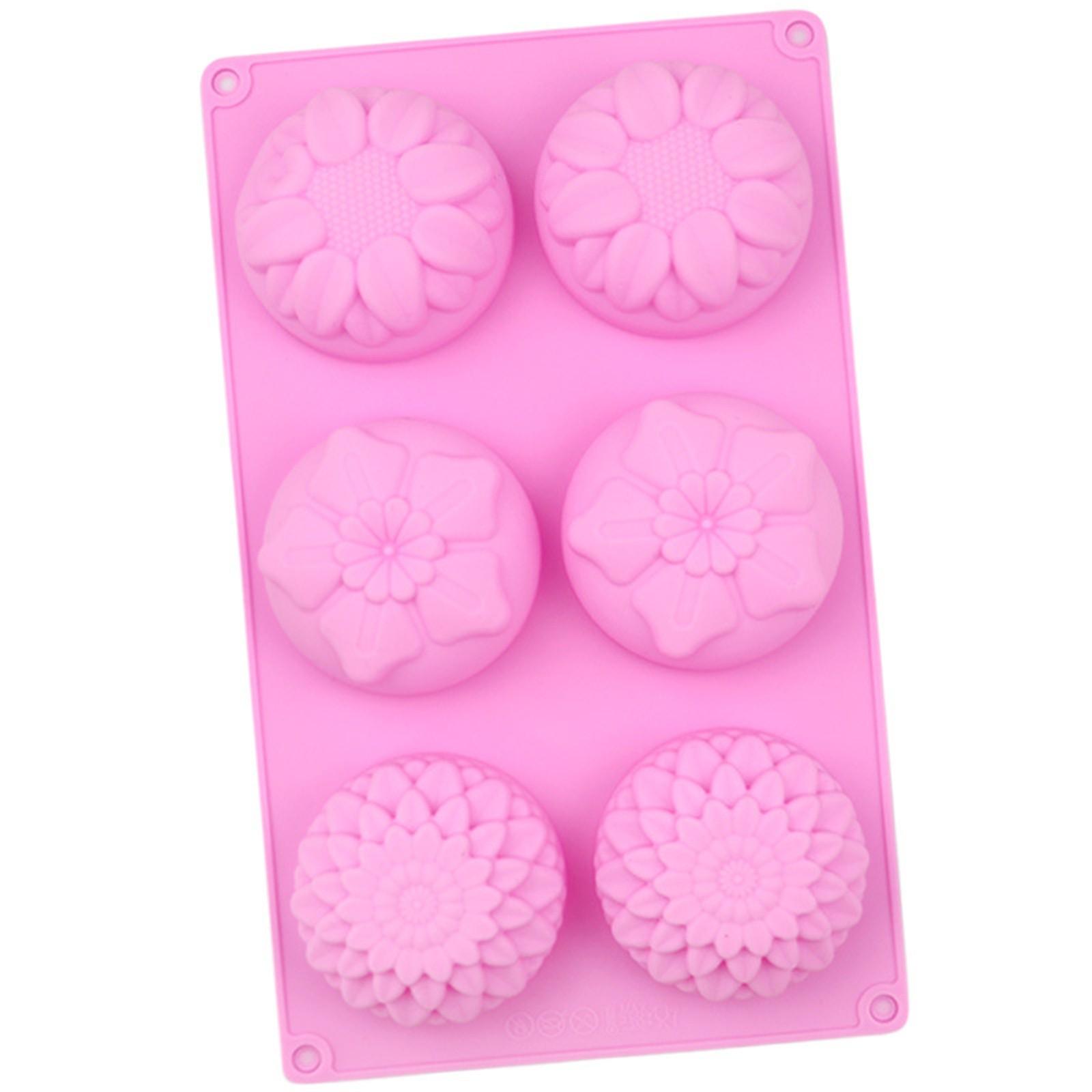 

New 6 Holes Flower Shaped Silicone Soap Mold DIY Handmade Cake Chocolate Candle Molds Aromatherapy Soap Crafts Making розовый