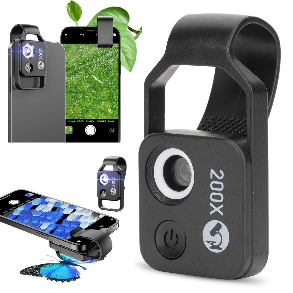 200X Phone   ket Microscope Clip Design Phone Microscope with LED Light CPL for Jadestone Metal