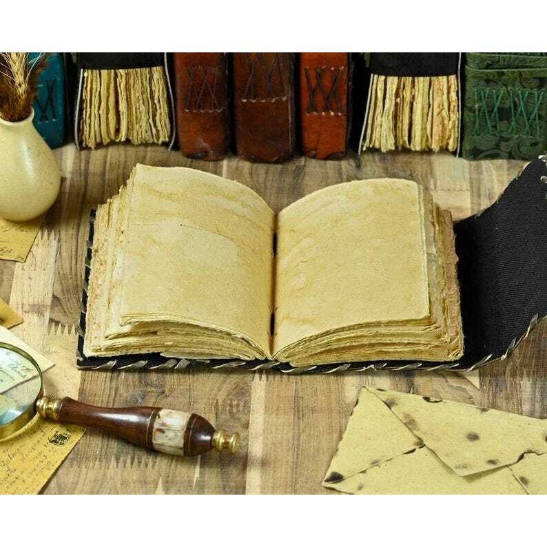 Large Fox Vintage Grimoire Fat Journal Blank Spell Book Handmade Leather Journal