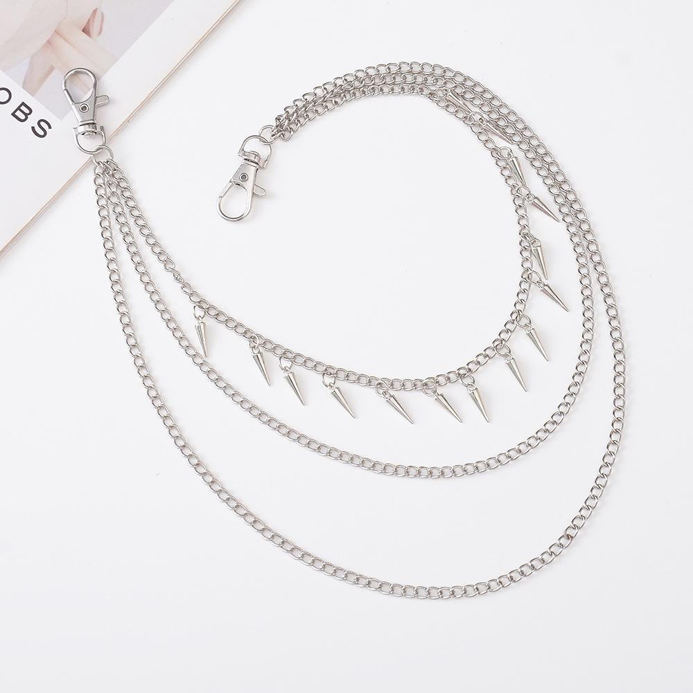 Punk-Stil Geometrische Mehrschichtige Taillenkette mit Nieten - Hip Hop Denim Accessoire für Männer und Frauen