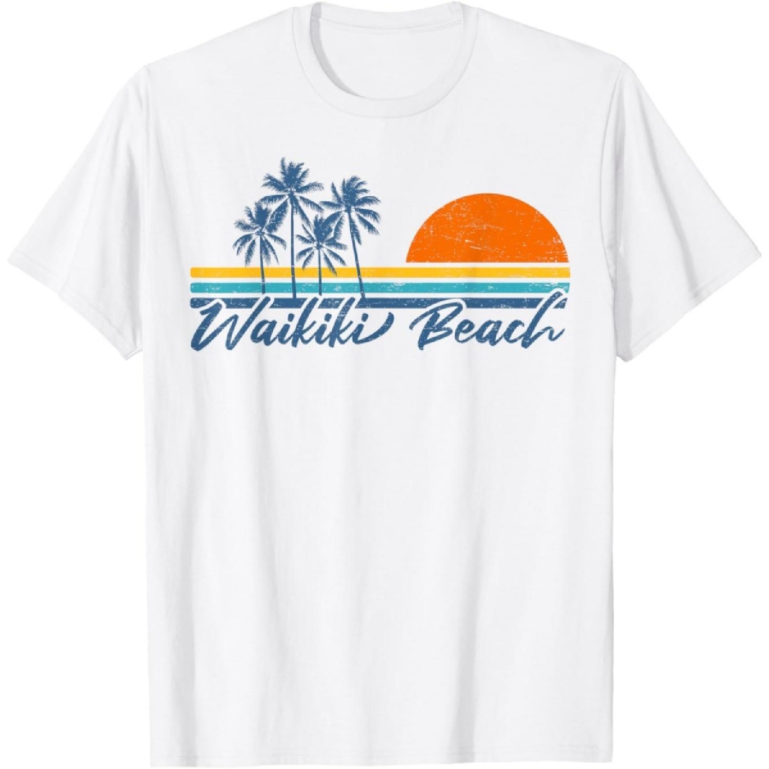Retro Waikiki Beach Vacation Honolulu Hawaii Women Men T-Shirt XXXXXL белый