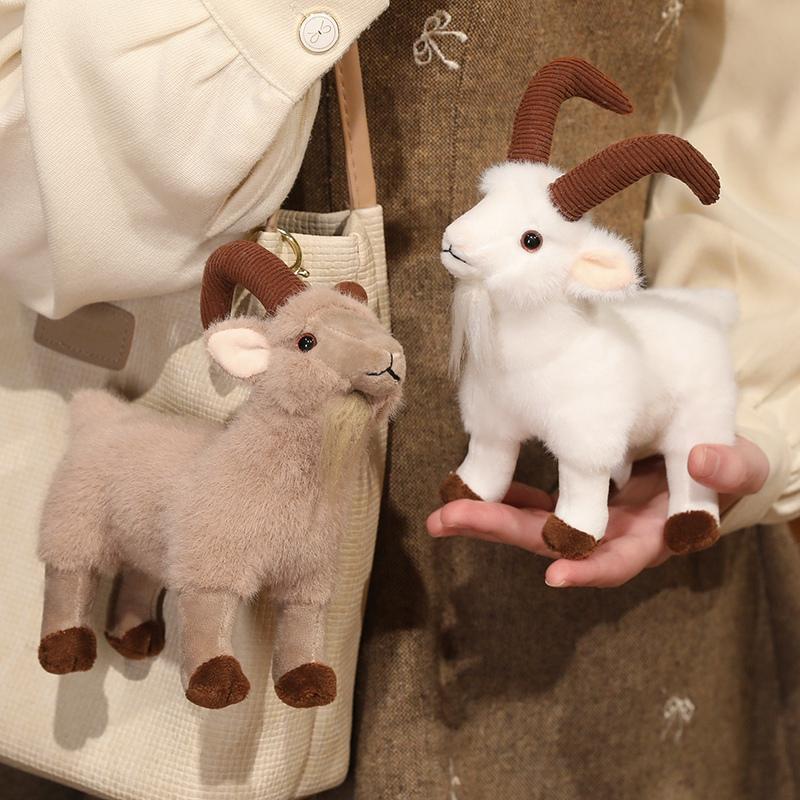 Nice Ranch Animal Series Soft Cute Simulated Brown White Goat Mountain Lifelike Plush Toy Stuffed Sheep Birthday Gift Kids