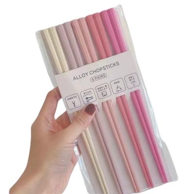 Bacchette in Lega Macaron Esagonali Piccole Fresche Morandi Bacchette da Servizio per Una Persona Un Tavolo Domestico Bacchette