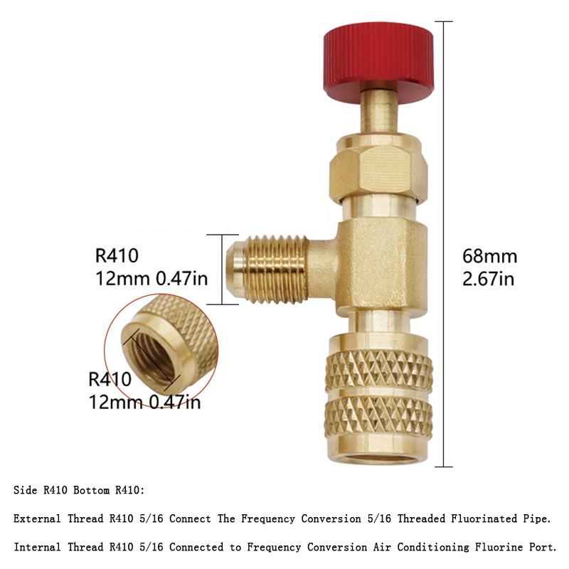 4/1pcs R410A R22 Refrigeration Tool Air conditioning Safety Valve Adapter Fitting Refrigeration Charging Copper Adapter With 1/4