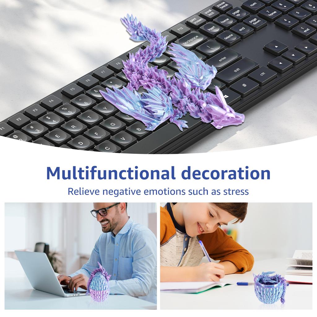 Simulation Dragon 3D Articulated Dragon Toy Bookshelf Diy Decor Colorful Rotatable Printed Dragon For Office Desktop Collectible