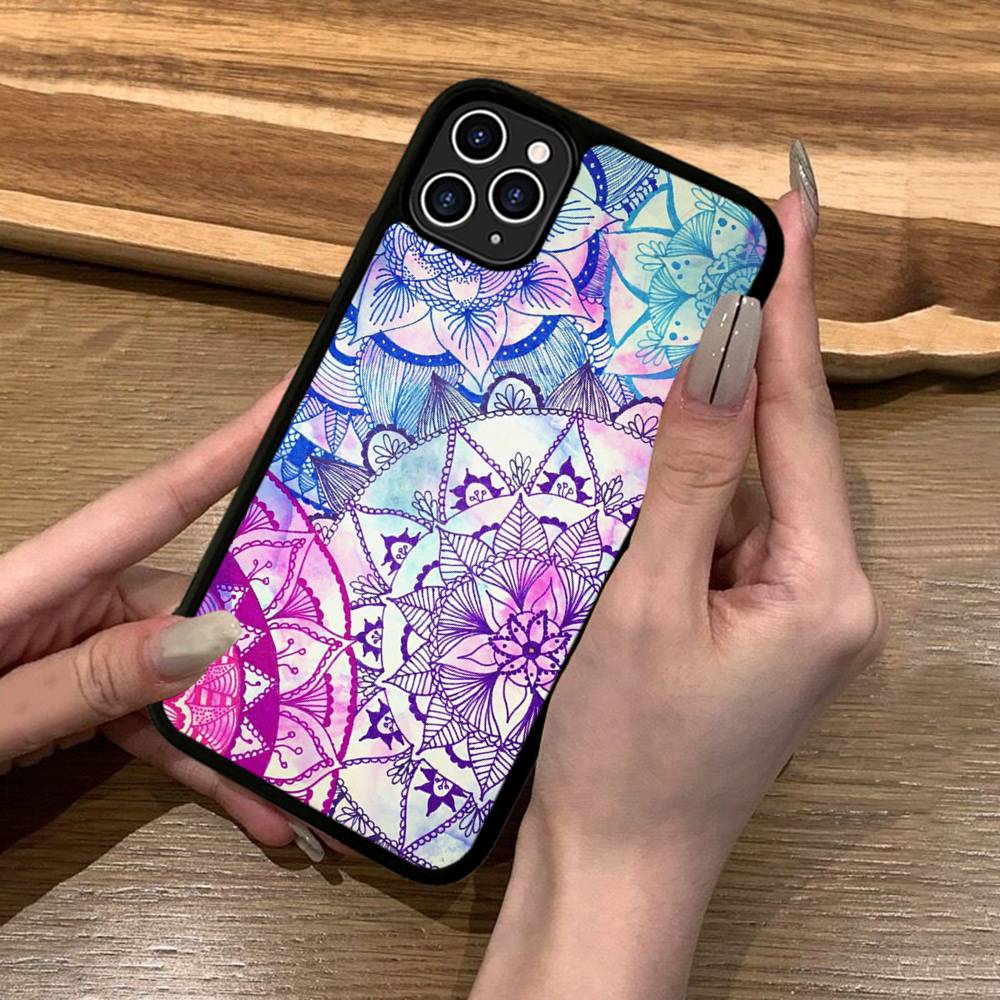 Luxury Art Mandala Phone Case Silicone PC+TPU For For IPhone 11 12 13 14 15 16 Plus Pro Max Cover
