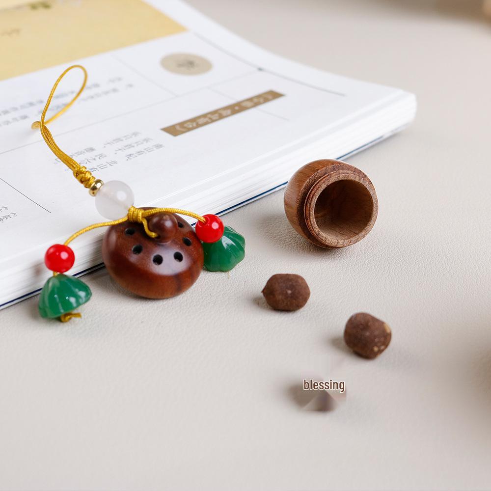 Aromatherapy Wooden Acorn Solid Perfume Balls with Glass Lotus Pod