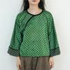 Women Vintage Green O-Neck Long Sleeve Summer Loose Chinese Style Female High Quality Tops