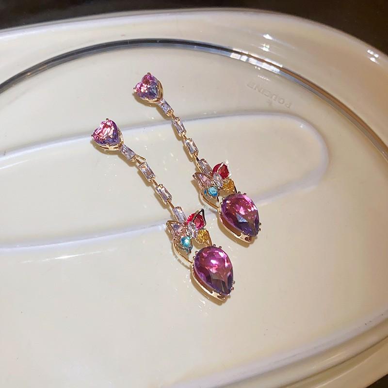 

Женские серьги GemChic, серьги-гвоздики с иглами, вставленными в цветы циркония, серьги-капли с кисточками, милые изысканные серьги, подарок на день рождения, Рождество