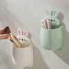 Cute Rabbit Wall Hanging Storage Rack Punch-Free Wall-Mounted Mobile Phone Remote Control Storage Box Bathroom Makeup Organizer
