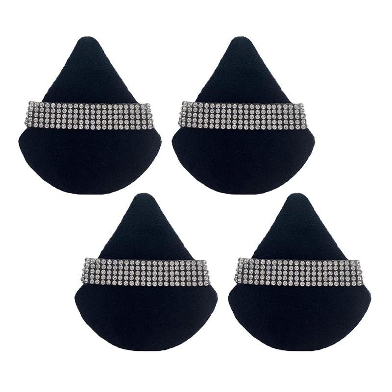 

3Pcs Triangle Powder Puff Face Diamond Ribbon Soft Makeup Tool Sponge Velvet Soft Smooth Facial Beauty Makeup Sponge Accessories B чёрный