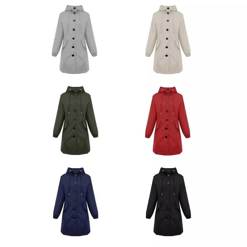 

Fall and Winter New Arrival Single-Breasted Anorak Women s Casual Long Outwear Loose Plus Size Solid Color Polo Collar Overcoat Red M