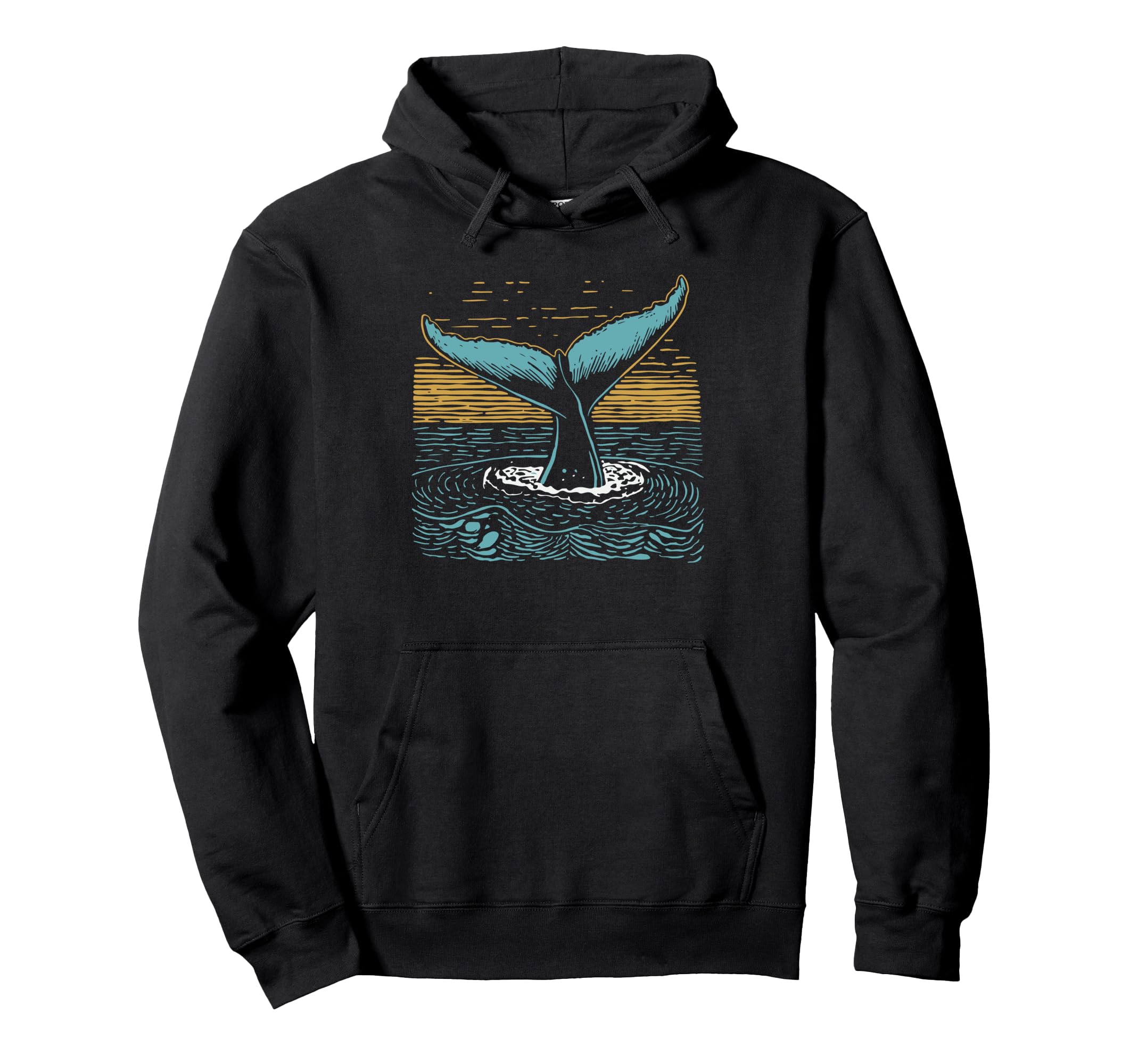 

Fluke Whale Tail Retro Whale Watcher Ocean Hoodie
